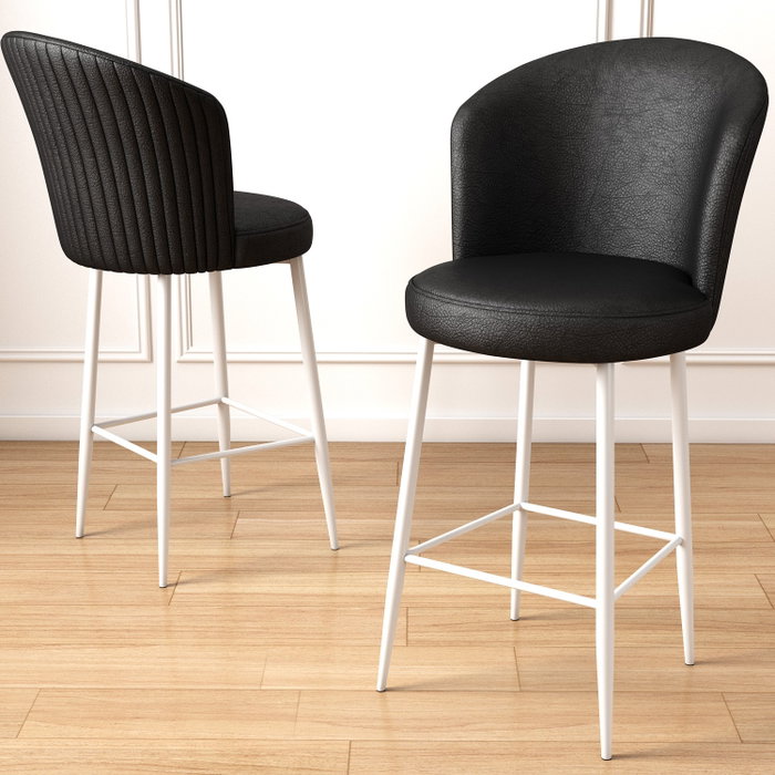 Hanah Home Uras Taburetes de Bar Negro y Blanco (2 Piezas)